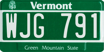 VT license plate WJG791