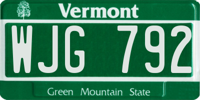 VT license plate WJG792
