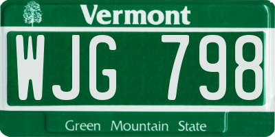 VT license plate WJG798