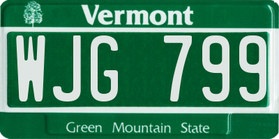 VT license plate WJG799