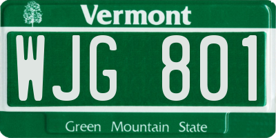 VT license plate WJG801