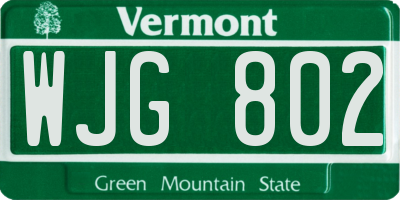 VT license plate WJG802