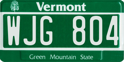 VT license plate WJG804
