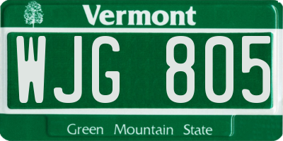 VT license plate WJG805