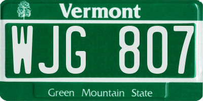 VT license plate WJG807