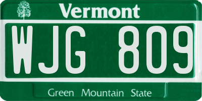VT license plate WJG809