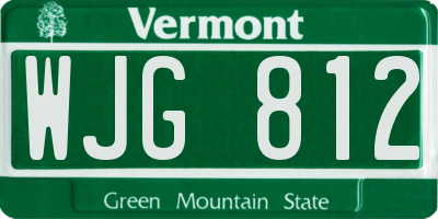VT license plate WJG812