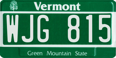 VT license plate WJG815