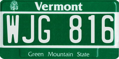VT license plate WJG816