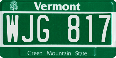 VT license plate WJG817