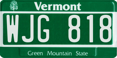 VT license plate WJG818