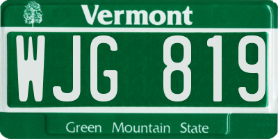 VT license plate WJG819