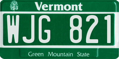 VT license plate WJG821