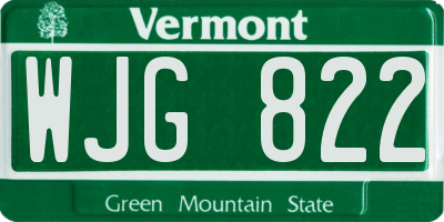 VT license plate WJG822