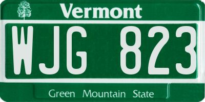 VT license plate WJG823