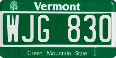VT license plate WJG830