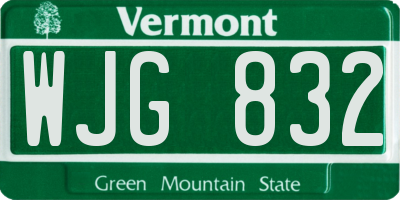 VT license plate WJG832