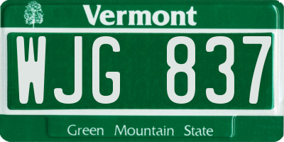 VT license plate WJG837