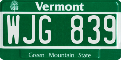 VT license plate WJG839
