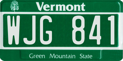 VT license plate WJG841