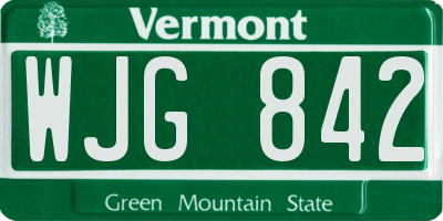 VT license plate WJG842