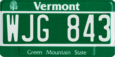 VT license plate WJG843