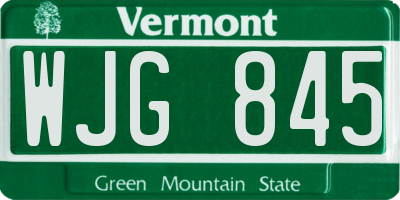 VT license plate WJG845