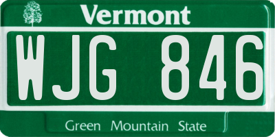 VT license plate WJG846