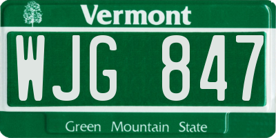 VT license plate WJG847