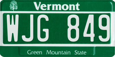VT license plate WJG849