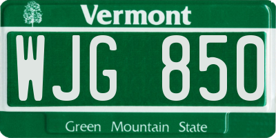 VT license plate WJG850