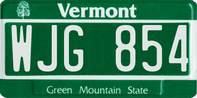 VT license plate WJG854