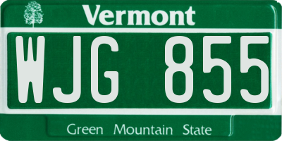 VT license plate WJG855
