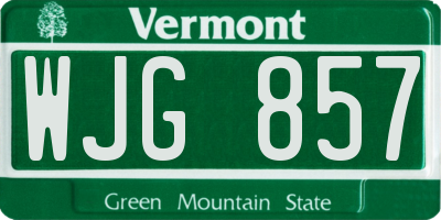 VT license plate WJG857