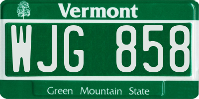 VT license plate WJG858