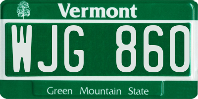 VT license plate WJG860