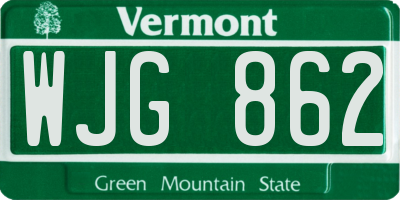 VT license plate WJG862