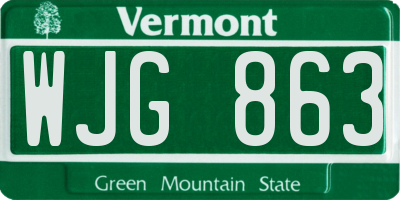 VT license plate WJG863