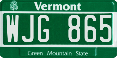VT license plate WJG865