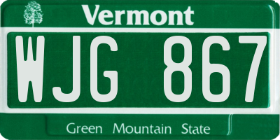 VT license plate WJG867