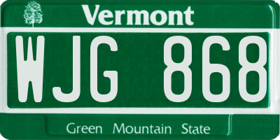 VT license plate WJG868