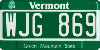 VT license plate WJG869