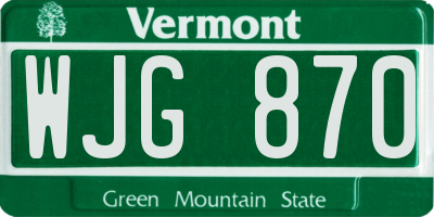 VT license plate WJG870
