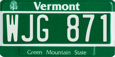 VT license plate WJG871