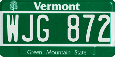 VT license plate WJG872