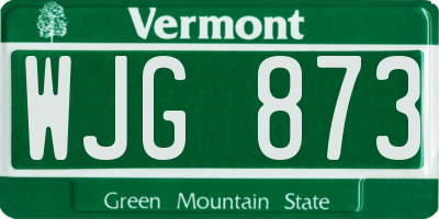 VT license plate WJG873