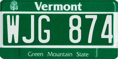 VT license plate WJG874