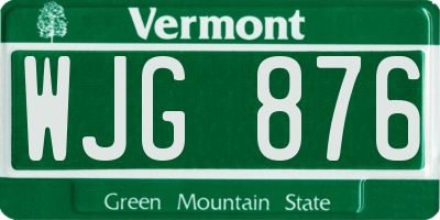 VT license plate WJG876
