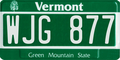 VT license plate WJG877