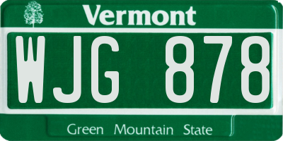 VT license plate WJG878